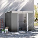 6'x8.5' Outdoor Garden Storage Shed Yard Utility Tool House Sliding Grey