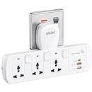 LENCENT Multi Plug Extension Socket, 3 Way Electrical Outlet Extender, PD&QC 3.0 20W USB Wall Charger, 6-in-1 Universal Plug Adapter, Charging Station for Home, Office, Kitchen, Individually Switched