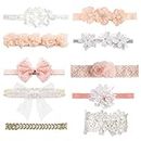 10 Pcs Baby Girls Headbands Super Stretchy Headband and Bows for Newborn Lace Petals Flower Hair Accessories Baby Girl Gift