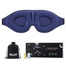 MZOO Sleep Eye Mask for Men Women, Zero Eye Pressure 3D Sleeping Mask, 100% Light Blocking Patented Design Night Blindfold, Soft Eye Shade Cover for Travel, Blue