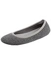 isotoner Women's Stretch Velour Victoria Ballerina House Slipper with All Around Memory Foam Comfort, Dark Charcoal Heather Jersey Knit, 5-Numeric_6