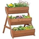 Outsunny 3 Tier Raised Garden Bed, Vertical Wooden Elevated Planter Box Kit for Flowers, Vegetables, Herbs, 26" x 30" x 30", Brown