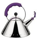 Alessi 9093/VA Design Kettle with Handle and Bird Whistle, 18/10 Polished Stainless Steel and PA, VIOLA, 1 liter