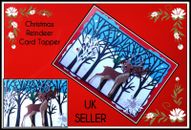 Carte de rennes de Noël gemmes forêt de neige paillettes étoiles maisons artisanat Royaume-Uni 