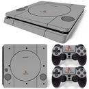 PS1 Retro Vinyl  Decal Skin Sticker FOR  PS4 Slim Console &2 Controllers