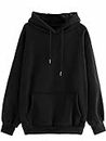 A to Z Creation Cotton Hooded Neck Regular Hoodie for Women (Black, XL)