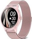 BRIBEJAT Smart Watches for Women Compatible iPhone Samsung Android Phones Fitness Tracker (Dial/Answer Call), Voice Assistant, SpO2, Real-time Heart Rate & Sleep Monitor, Pink