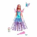 Barbie A Touch of Magic Doll, "Malibu" with Wing-Detailed Dress, 7-inch Long Fantasy Hair, 2 Fairytale Pets & Accessories