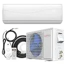 COSTWAY 12000BTU Mini Split Air Conditioner& Heater, 20 SEER2 115V Wall-Mounted Ductless AC Unit Cools Rooms up to 750 Sq. Ft, Energy Efficient Inverter AC with Heat Pump & Installation Kit