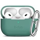 R-fun AirPods Pro 2nd et 1st Generation Case Cover with Keychain, Full Protective Silicone Skin Accessories for Women Men with Apple AirPods Pro 2022/2019 Charging Case,Front LED Visible-Vert Pine
