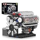 Mould King 10088 No.V8 Engine Building Blocks Kit - 535 Pieces to Build Your Own Mini Engine That Work- DIY STEM Project & Gift for Kids, Teens, & Hobby Kit for Adults