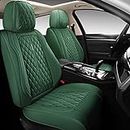 NUNIVAK Full Coverage Leather Car Seat Covers Full Set Fit for Cars Trucks Sedans with Waterproof Leatherette in Automotive Seat Cover Accessories (Green)