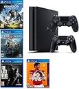 2019 Playstation 4 Slim PS4 1TB Console + Two Dualshock-4 Wireless Controllers (Jet Black) + 4 Games (Madden NFL 20, The Last of US, etc) Bundle