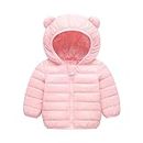 Winter Down Coats for Kids Baby Boys Girls Light Puffer Padded Jacket Bear Hoods Infant Outerwear Pink