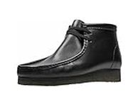 Clarks Men's Wallabee Boot Chukka, Black Leather, 8