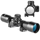 SOROVEE 4x32 Compact Rifle Scope,Airsoft Scope Crosshair Optics,Hunting Gun Scopes with 20mm Free Mounts,Ajustable Diopter,Windage and Elevation