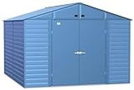 Arrow Shed Select 10' x 12' Outdoor Lockable Steel Storage Shed Building, Blue Grey