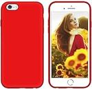 GUAGUA iPhone 6 Case iPhone 6s Case Liquid Silicone Soft Gel Rubber Slim Lightweight Microfiber Lining Cushion Texture Cover Shockproof Protective Anti-Scratch Phone Case for iPhone 6/6s Red
