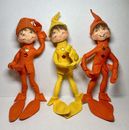 Trio of Annalee Mobilitee Fall Elf Dolls  10” Orange (2) + Yellow (1) Fall Elves