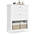 VASAGLE Bathroom Cabinet, Storage Cabinet and Bathroom Organizers, 2 Drawers with 1 Set of Adjustable Divider, 2 Baskets, Sideboard, 11.8 x 23.6 x 31.5 Inches, Cloud White UBBC545W02