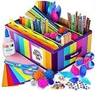 Arts & Crafts Supplies Kit for Kids and Toddlers - with Storage Bin - Kid & Toddler Art & Craft Set Ages 3, 4, 5, 6, 7 & 8 Years Old - Crafting Materials Box Kits for School or Gift