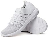 PromArder Women's Walking Shoes Slip On Athletic Running Sneakers Knit Mesh Comfortable Work Shoe,White US 8