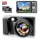 Rumyums 4K Digital Camera Auto Focus 48MP Vlogging Video Camera for YouTube Photography Cameras for Beginners Travel Portable Compact Point and Shoot Camera with Flash 32G Memory Card