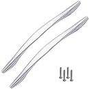 Atom 8.8 inches Zinc Cabinet Pull Handle | Chrome Plated Finish | Office Wardrobe Furniture Kitchen Drawer Push Bar, 218, Pack of 2