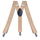 PlayCool Suspenders - Suspensiones para hombre ajustables y elásticas, resistentes, 3,5 cm, forma de X, 4 clips fuertes, correas de suspensión, 3 Clips - Beige, Talla única