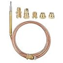 Gas Heater Thermocouple Replacement, Universal Metal Heater Protection Equipment Temperature Sensing Probe with Nut for Ovens, Fireplaces, and Stoves (1500mm)