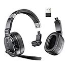 TECKNET Wireless Headset, Wireless Trucker Headset with Microphone Noise Cancelling 3 EQ Music Modes, Single and Dual Ear Wireless Headphones for Truck Drivers, Office, Call Centre, Work from Home