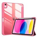 ProCase for iPad 10th Generation Case with Pencil Holder 2022 iPad 10 Case, iPad Cover 10th Generation iPad Case 10.9 inch, Clear Back Etui iPad 10e Generation for iPad A2696 A2757 A2777 -Pink