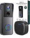 EUKI Wireless Video Doorbell Camera with Chime, 1080P HD Smart Video Doorbell, Night Vision, Motion Detection, 2-Way Audio, Voice Changer, 90-Day Battery Life, IP66, Support SD Card & Cloud Storage