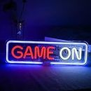 Game On Insegna al neon per la decorazione della parete Gioco Luce al neon a LED USB Luci decorativo acriliche per sala da gioco Bar Gioco Competizione Festa del Club Regalo di compleanno (blu rosso)