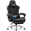 GTPLAYER Fabric Gaming Chair with Footrest, Computer Chair with Massage Lumbar Support, Height Adjustable Gaming Chair with 363° Swivel Seat and Headrest for Office or Gaming Black