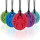 SOSKYGELO Spider Sensory Chew Necklaces, 5Pack Chewy Necklace Sensory Toys for Autistic Children, Designed for Chewing, Autism, Autism Sensory Teether Toy
