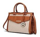 MKF Shoulder Bags for Women – PU Leather Pocketbook Purse, Briefcase Satchel – Crossbody Strap, Top Handle Handbag, Alyssa Natural-cognac Brown