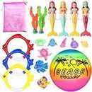 JOINBO 18 Pcs Diving Pool Toys for Kids Ages 3-12 Set with Storage Bag,Pool Games Summer Swim Water Sinking Mermaid Toys