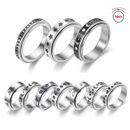 Anti-anxiety Spinner Fidget Rotating Stainless Steel Rings Band Printed Hearts