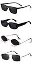 Sheomy Unisex Combo offer pack of 4 shades glasses White Black Candy MC stan Rectangle Retro Vintage Narrow Sunglasses Women and Men Small Narrow Square Sun Glasses Combo offer pack of 4 MC stan 647