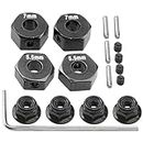ShareGoo Aluminum 12mm Hex Wheel Hubs Hex Adapter & Flanged Lock Nuts Compatible with Traxxas 2WD Slash Rustler Stampede 1/10 RC Car (Black)