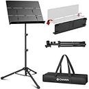 CAHAYA Sheet Music Stand Portable: 2 in 1 Music Stand & Desktop Book Stand with Carrying Bag Foldable for Sheet Music Guitar Saxophone Ukulele (Tri-fold Design)