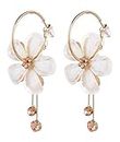 YouBella Jewellery Earings Gold Plated Floral Earrings for Girls and Women (White)
