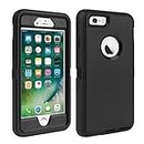 iPhone 6/6S Case Shockproof High Impact Tough Rubber Rugged Hybrid Case Silicone Triple Protective Anti-Shock Shatter-Resistant Mobile Phone Full Range of Protective Film for iPhone 6/6S4.7"(Black)