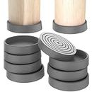 Furniture Coasters, Furniture Caster Cups - Non Slip Furniture Pads Hardwoods Floors - Non Skid Furniture Grippers, Round Silicone Furniture Feet Caps, (Grey, 4Pcs 4").