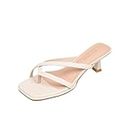 mocasines con plataforma 2024 Verano Women's Summer Beach Flip-flops Sandals With High Heels And Toe Pearl Sandal Flats Holiday Leisure Shoes Comfort Z-496 Beige 5.5