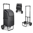 KEDSUM 2 in 1 Shopping Cart with Wheels, 330 lbs Grocery Cart, Portable Utility Dolly Cart, Heavy Duty Luggage Cart, Foldable Hand Truck with a Black Removable Waterproof Bag for Moving, Camping