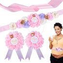 Floral Maternity Sash Mom&to Be Corsage Pin Set Baby Shower Flower Sash 
