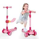 Kids Scooter with Removable Seat 3 Wheels and Adjustable Handlebar 2 in 1 Sit & Stand Kick Scooter for Toddlers Boys Girls Age3+