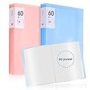 60 Pocket Presentation Book with Clear Sleeves 2 Pcs Binder with Plastic Sleeves A4 Biupky Portfolio Book Folder with Sheet Protectors Display 120 Pages for Document, Kids Artwork, Diamond Painting